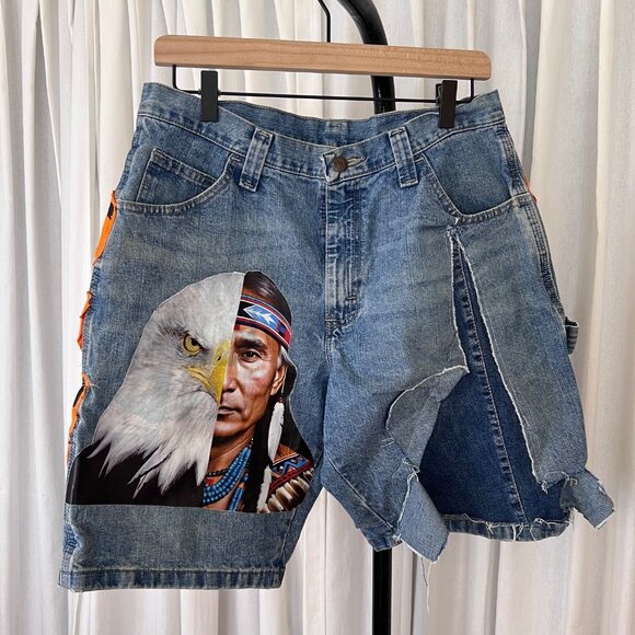 Reworked American Indian/Eagle Wranglere Protest Shorts - Picture 1 of 6